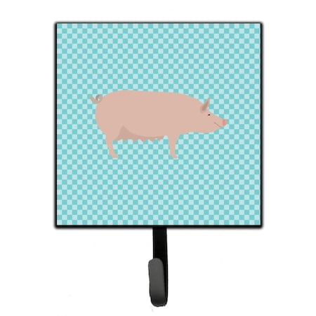 Carolines Treasures English Large White Pig Blue Check Leash or Key Holder BB8112SH4